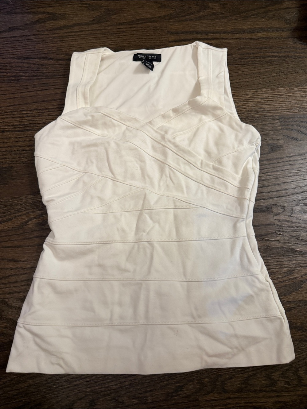 White House Black Market White Sleeveless Bandage-Style Tank